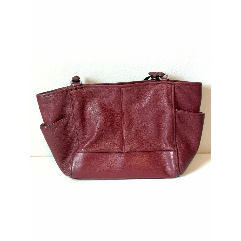 Coach Park Carrie Tote Crimson Pebbled Leather Shoulder Bag Purse